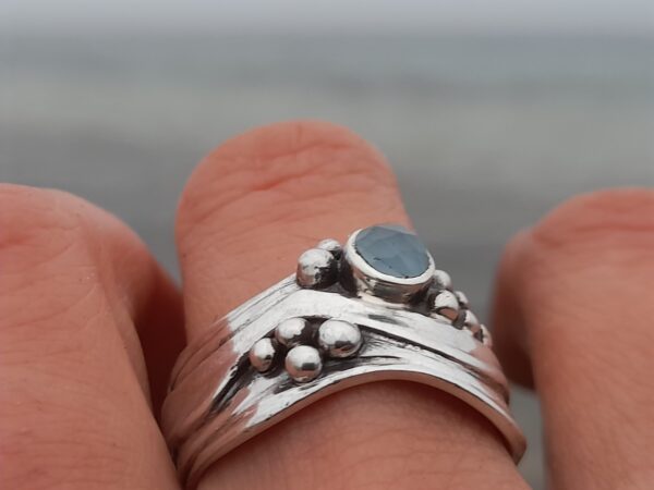 Broad Wave Ring with Blue Topaz