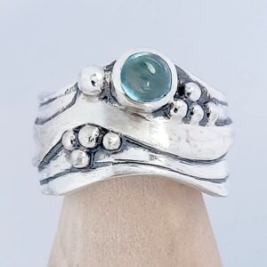 Broad Wave Ring with Blue Topaz
