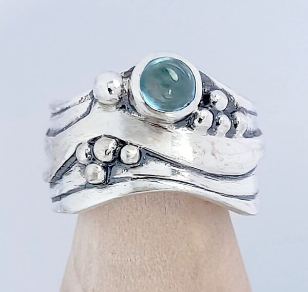 Broad Wave Ring with Blue Topaz