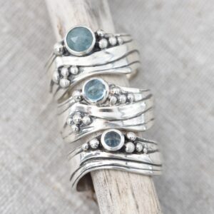 Broad Wave Ring with Aquamarine - Image 3