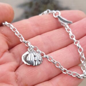 Beach Combing Charm Bracelet with Double Silver Cockle shell - Image 2