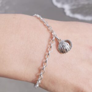 Beach Combing Charm Bracelet with Double Silver Cockle shell