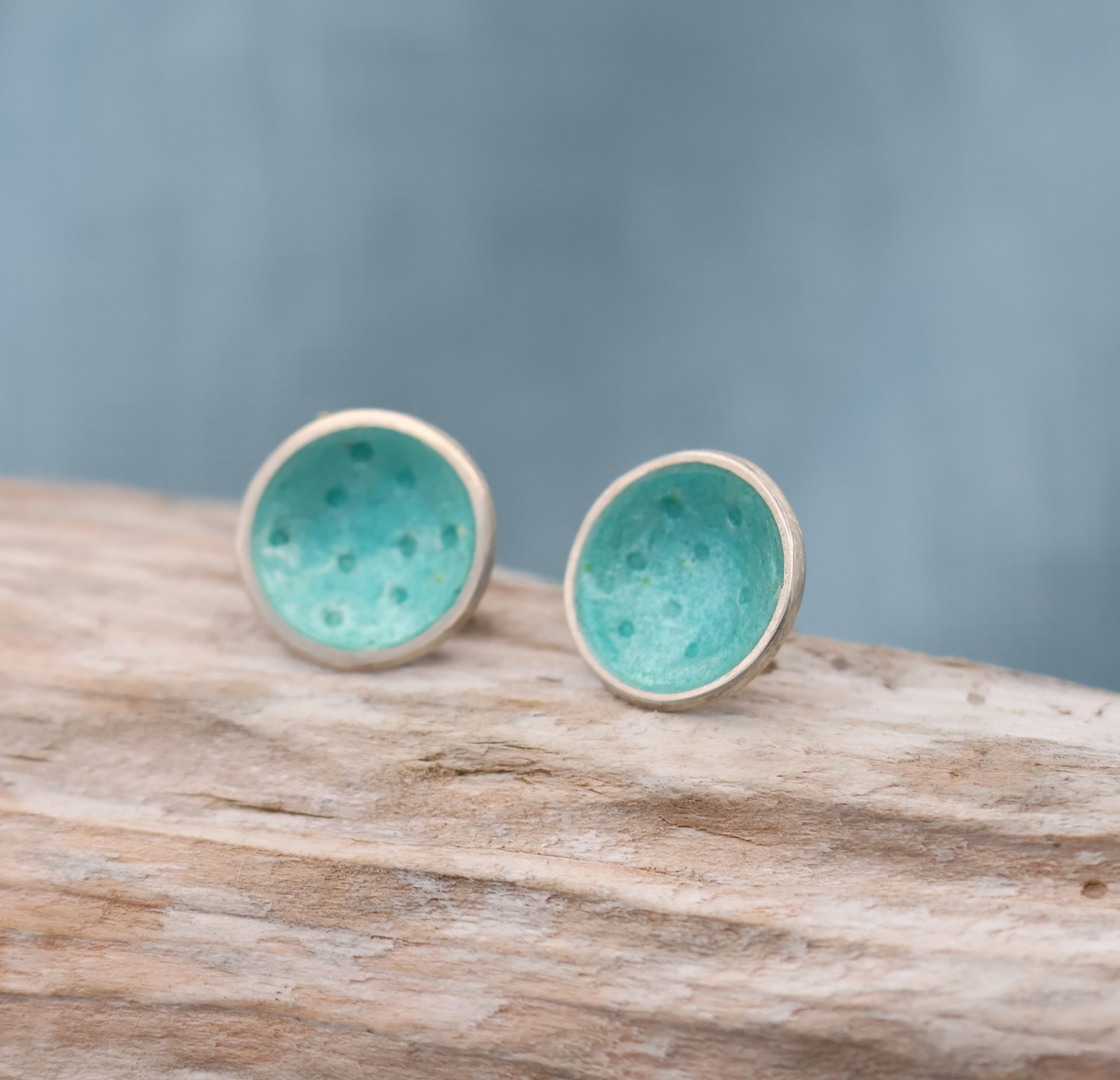 Mara Stud Earrings Green Turquoise - Image 1