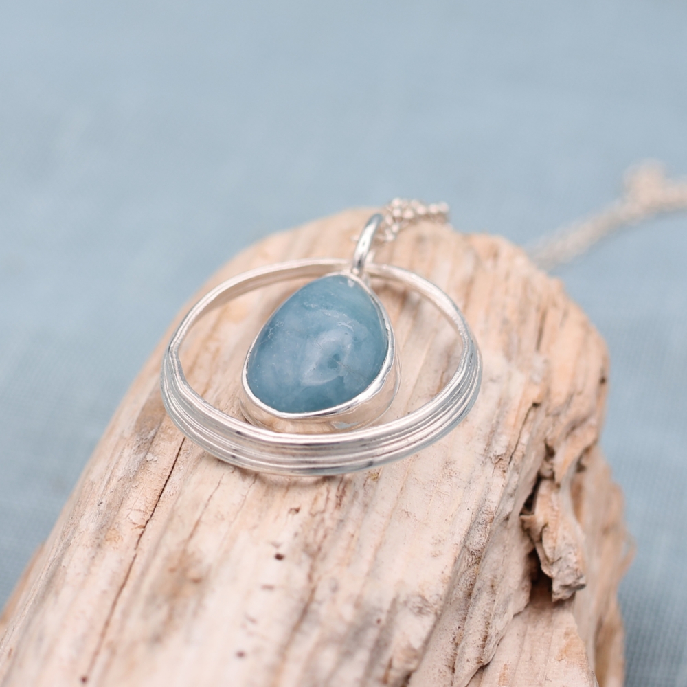Aquamarine Sea Ribbons Pendant (small) - Image 1