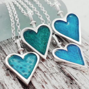 Enamelled Heart Pendant in Green