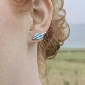 Enamelled Autumn Leaf Ear Studs - Image 2