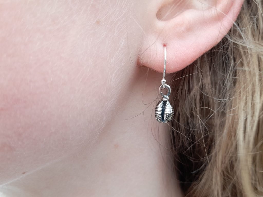 Cowrie Shell (Grotie Buckie) Drop Earrings (shown on model)