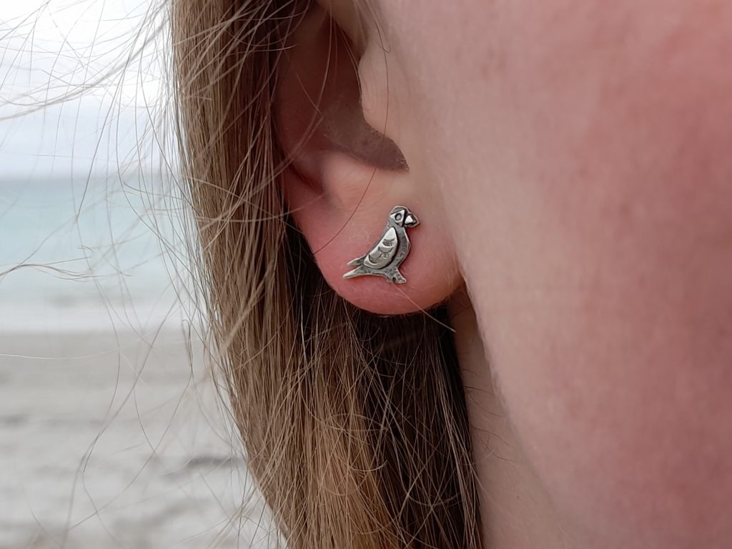 Tiny Puffin Earstuds (shown on model)