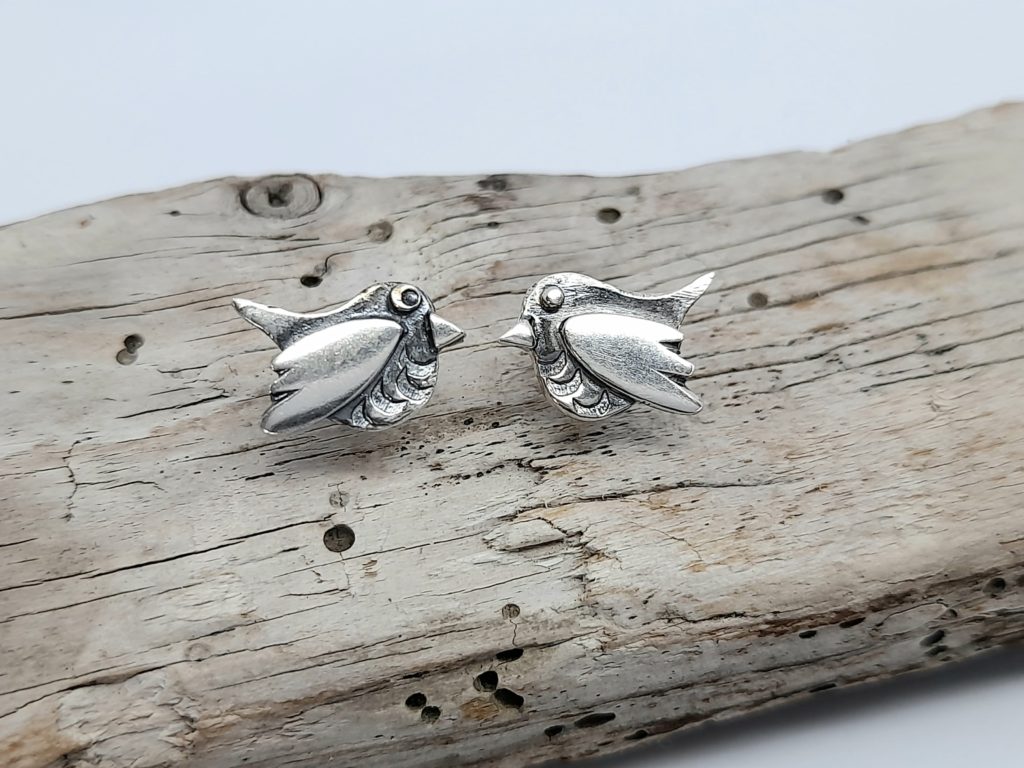Silver Robin Earstuds