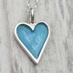 Enamelled Blue Torquoise Heart Pendant - Image 4