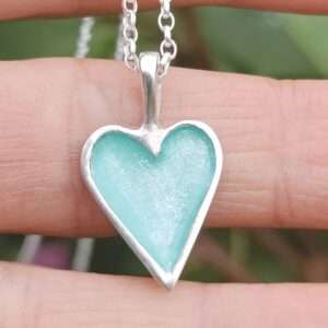 Enamelled Pale Seagreen Heart Pendant - Image 2