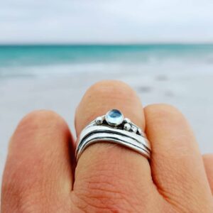 Blue Topaz Narrow Wave Ring - Image 3