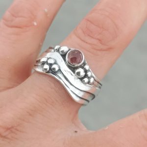 Broad Wave Ring with Pink Tourmaline