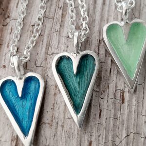 Mini Enamelled Heart in Sterling Silver -Zesty Sea Green - Image 3