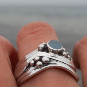 Broad Wave Ring with Blue Topaz - Image 2