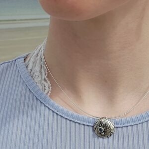 Cockle Shell Textured Pendant with Blue Topaz - Image 2