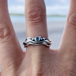 Tiny Wave Ring with Blue Topaz - Image 2