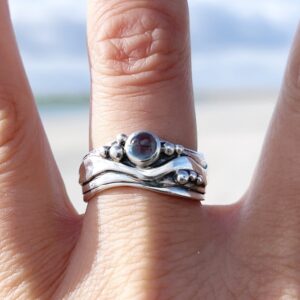 Medium Wave Ring with Topaz - Image 3