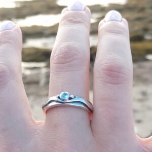 Delicate Wave Ring with Topaz - Image 2
