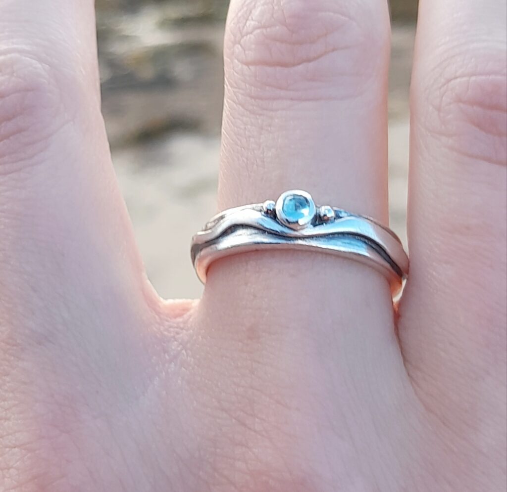Delicate Wave Ring with Topaz