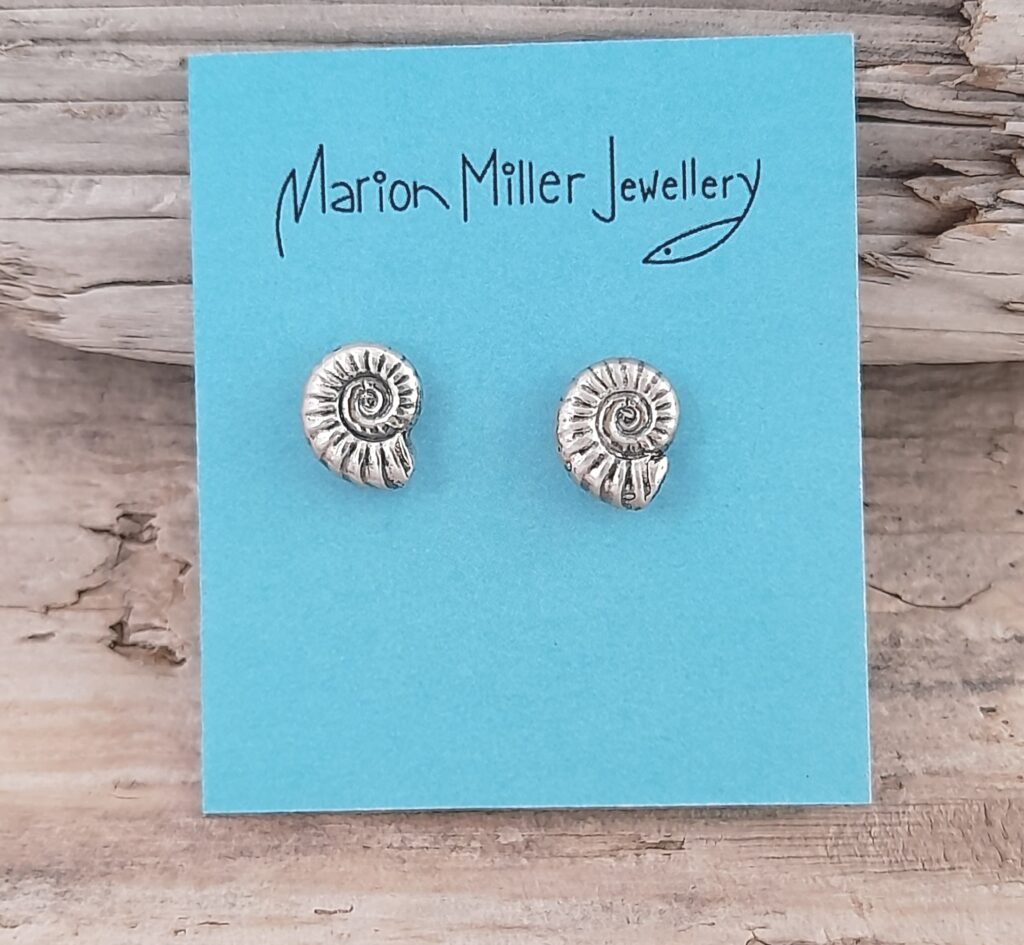 Silver Ammonite Studs