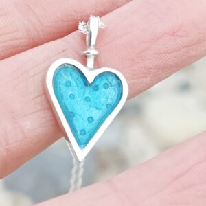 Enamelled Dotty Celeste Green Heart Pendant - Image 4