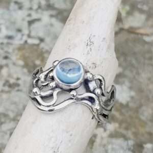 Broad Seaweed Wrack Ring Aquamarine - Image 3
