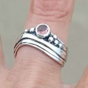 Narrow Wave Ring with Pink Tourmaline - Image 4