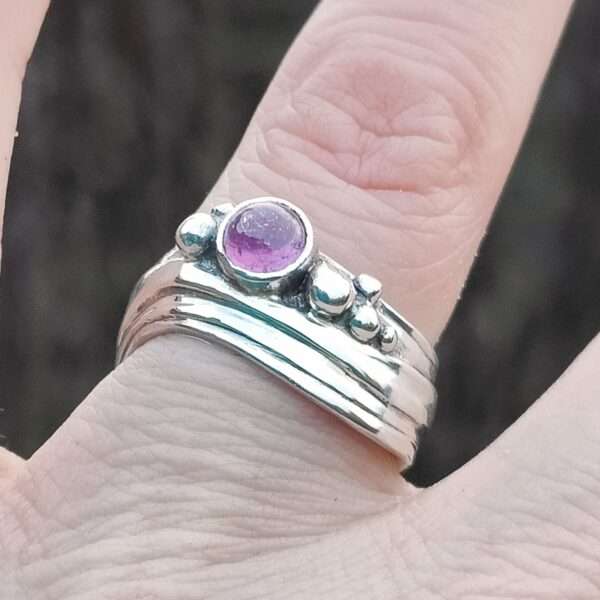 Narrow Wave Ring with Pink Tourmaline - Image 3