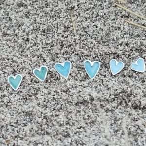Enamel Heart Studs - Turquoise - Image 2
