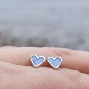 Enamelled Heart Ear Studs -Mauve-Tiny - Image 2