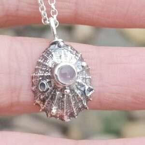 Silver Limpet Shell with Aquamarine - Image 1
