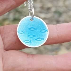 Mara "Herring Shoal" Pendant Aqua Blue - Image 1