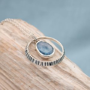 Silver Limpet Shell Reflections Freeform Aquamarine Pendant