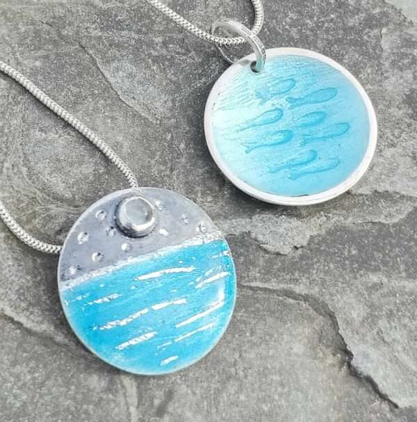 Mara "Herring Shoal" Pendant Aqua Blue