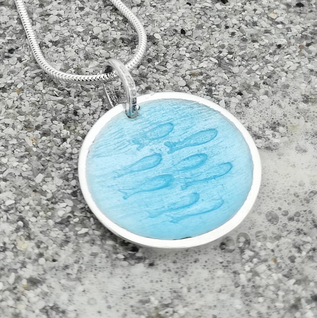 Mara "Herring Shoal" Pendant Aqua Blue (small)
