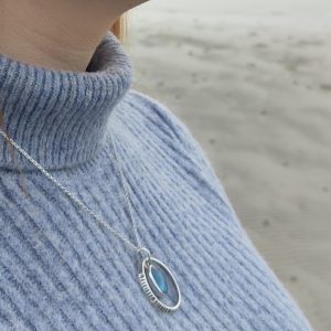 Silver Limpet Shell Reflections Freeform Aquamarine Pendant - Image 4