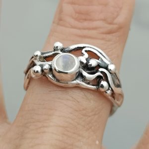 Rainbow Moonstone Seaweed Wrack Ring