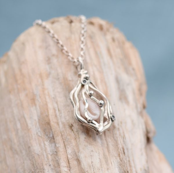 Shoreline Treasure Pendant with a real Cowrie Shell
