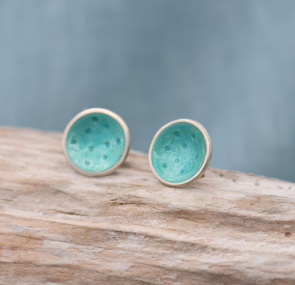Mara Stud Earrings Green Turquoise