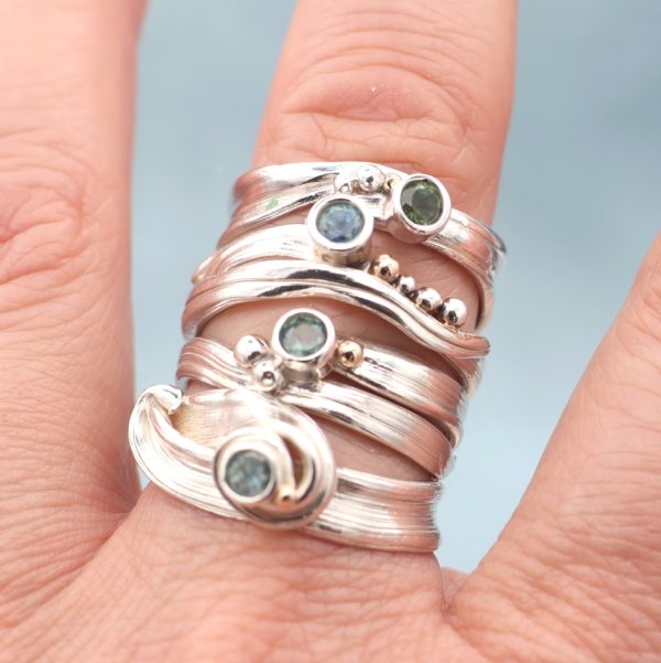 Sea Ribbons Parti Sapphire Ring UK Size M