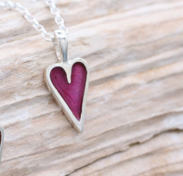 Mini Enamelled Heart in Sterling Silver - Red