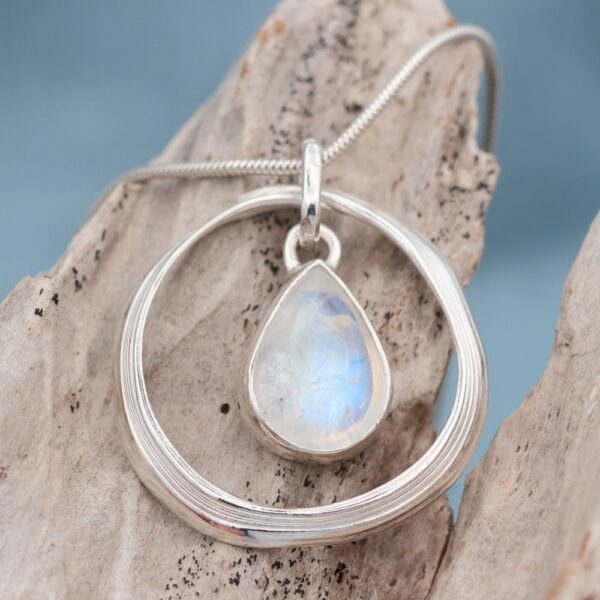 Rainbow Moonstone Sea Ribbons Pendant