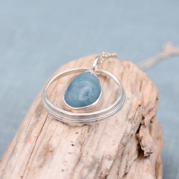 Aquamarine Sea Ribbons Pendant (small)