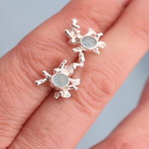 Silver Maerl Aquamarine Ear Studs - Image 2