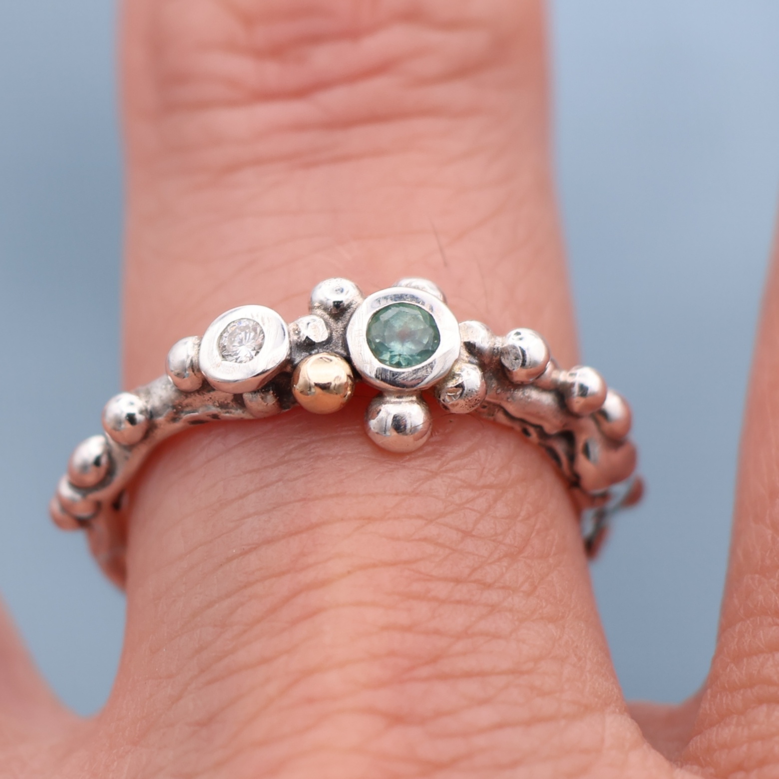 Diamond & Sapphire Barnacle Ring - Image 2