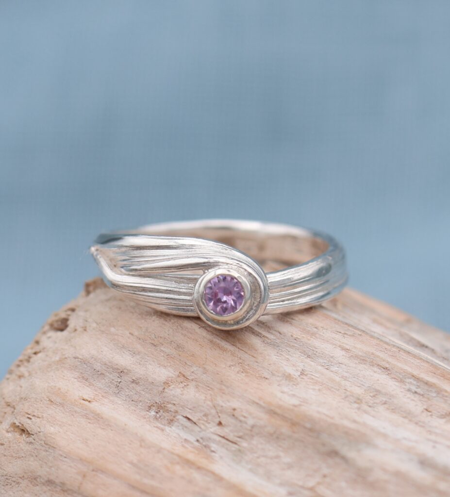 Sea Ribbons Pink Sapphire Ring