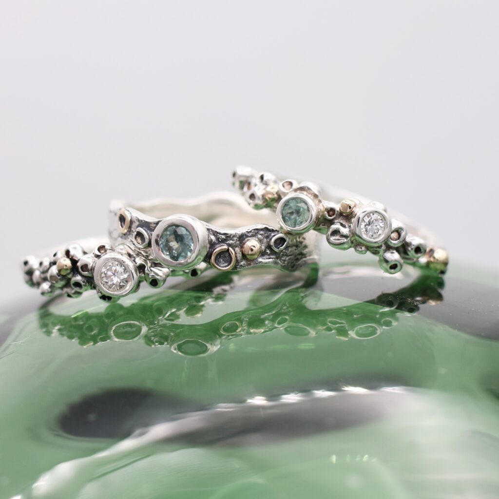 Sapphire Shoreline Scatter Ring
