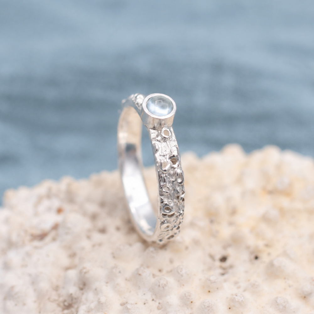 Textured Selkie Ring Sky Blue Topaz